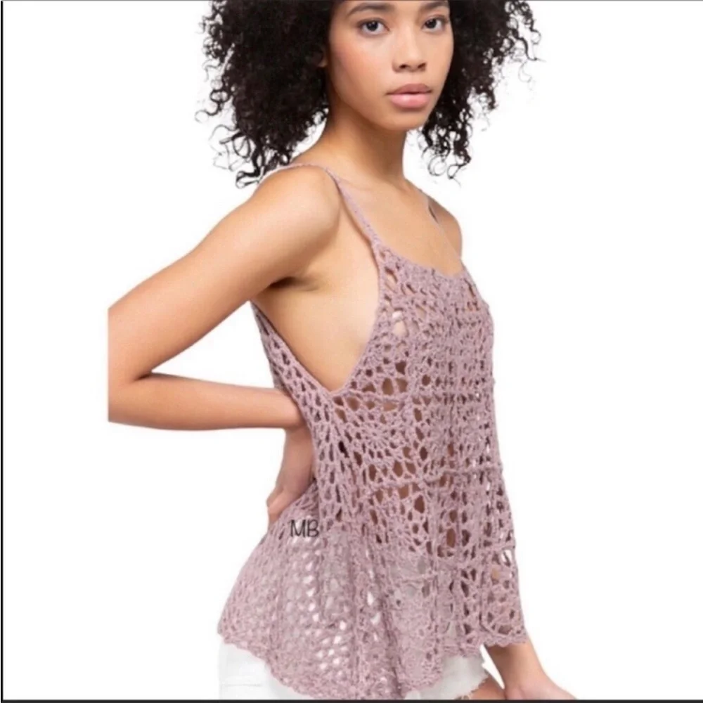 Purple Sleeveless Granny Square Crochet Tank Top - Picture 3 of 7